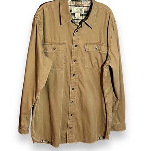 L.L. Bean Mens Flannel Lined Hurricane Shirt Button Jacket Tan Size L Tall
